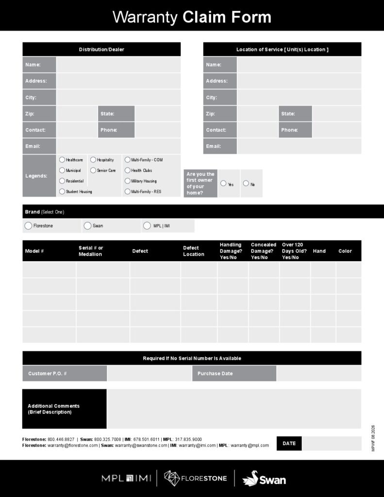 Warranty Claim Form